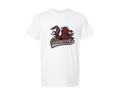brand:Generic|color:White|Gamecocks Glitter Mascot Football Graphic T-Shirt