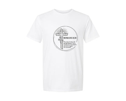 brand:Generic|color:White|Romans 8 18 Christian Cross Graphic T-Shirt