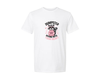 brand:Generic|color:White|Dumpster Diving Into Your Heart 2 Graphic T-Shirt
