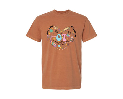 brand:Comfort Colors|color:Yam|Pediatric Ot Heart Design Therapist Graphic T-Shirt