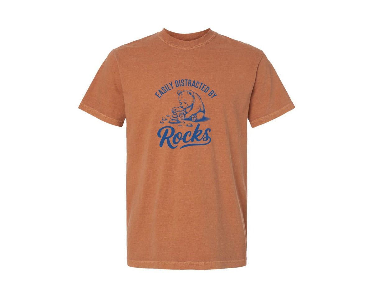 brand:Comfort Colors|color:Yam|Easily Distracted By Rocks Design Graphic T-Shirt