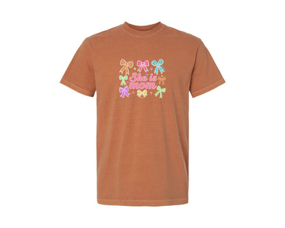 brand:Comfort Colors|color:Yam|Beautiful Strong Chosen She Is Mom Graphic T-Shirt