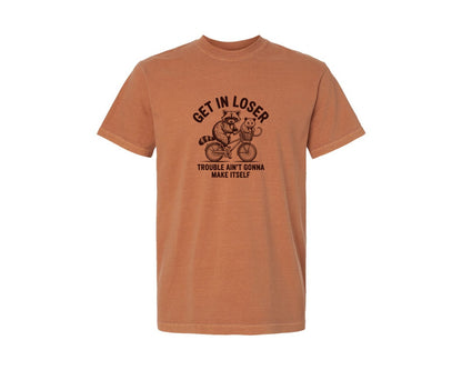 brand:Comfort Colors|color:Yam|Vintage Drawing Funny Raccoon Meme Graphic T-Shirt