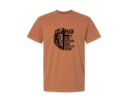 brand:Comfort Colors|color:Yam|Man Of God Christian Dad 3 Graphic T-Shirt