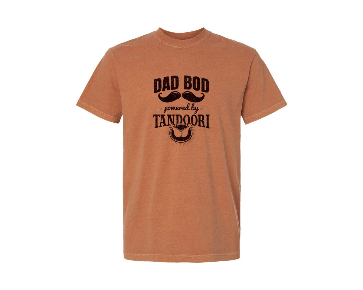 brand:Comfort Colors|color:Yam|Dad Bod Powered By Tandoori Funny Quotes Graphic T-Shirt