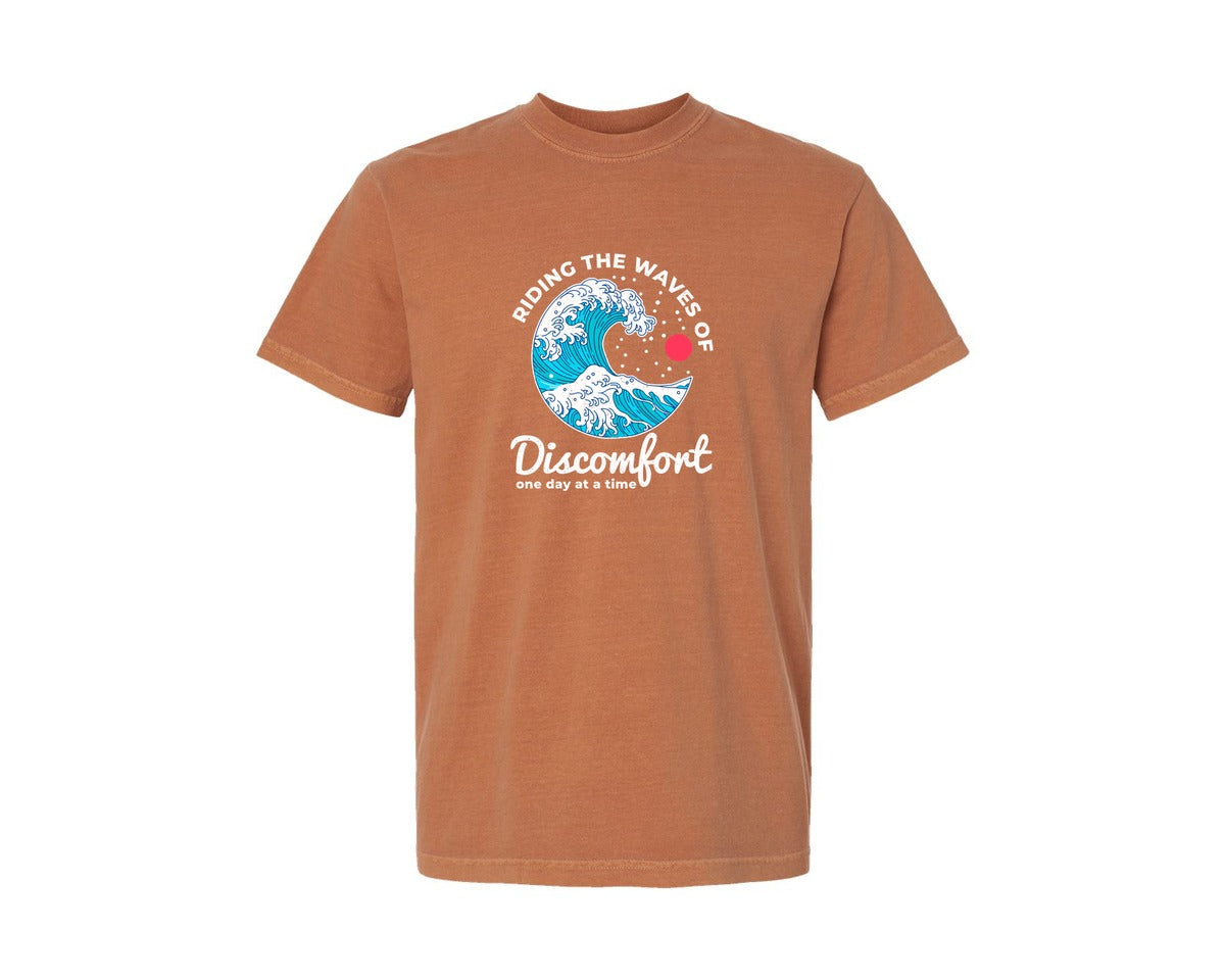 brand:Comfort Colors|color:Yam|Riding The Waves Of Discomfort One Day Graphic T-Shirt