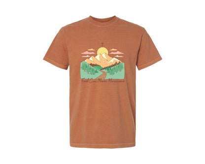 brand:Comfort Colors|color:Yam|Faith Can Move Mountains Christian Quote 2 Graphic T-Shirt