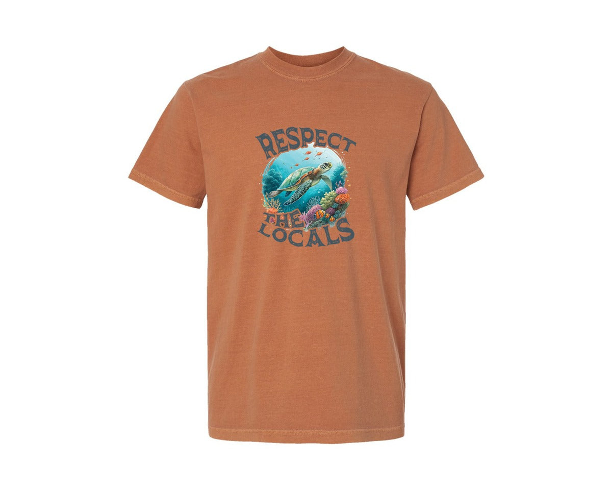 brand:Comfort Colors|color:Yam|Respect The Locals Sea Turtle 3 Graphic T-Shirt