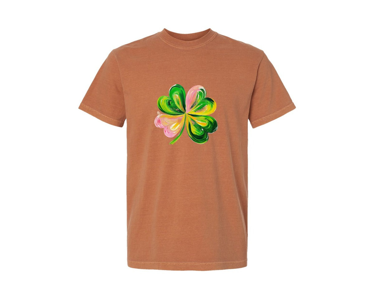 brand:Comfort Colors|color:Yam|Brushstroke Shamrock Graphic T-Shirt