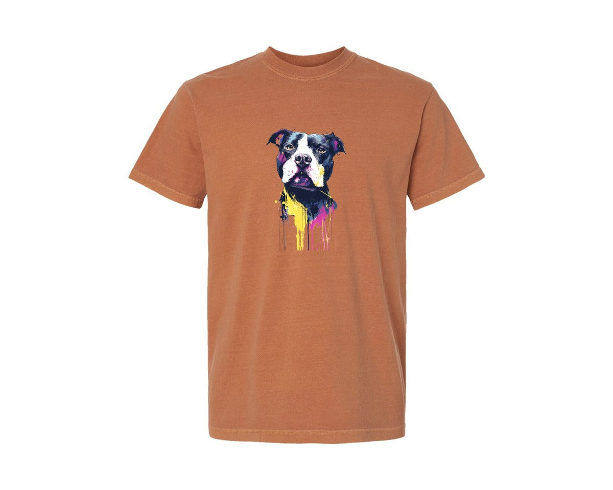 brand:Comfort Colors|color:Yam|Pitbull Dog Colorful Art Painting Graphic T-Shirt
