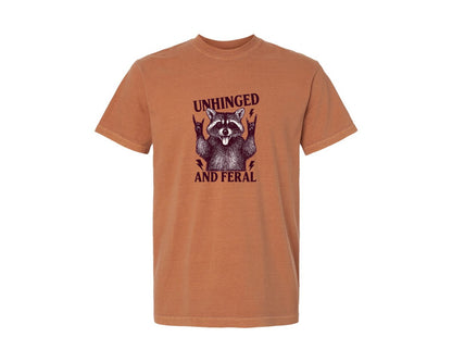 brand:Comfort Colors|color:Yam|Unhinged And Feral Raccoon Raccoon Graphic T-Shirt