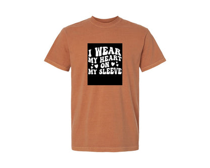 brand:Comfort Colors|color:Yam|I Wear My Heart On My Sleeve 9 Graphic T-Shirt
