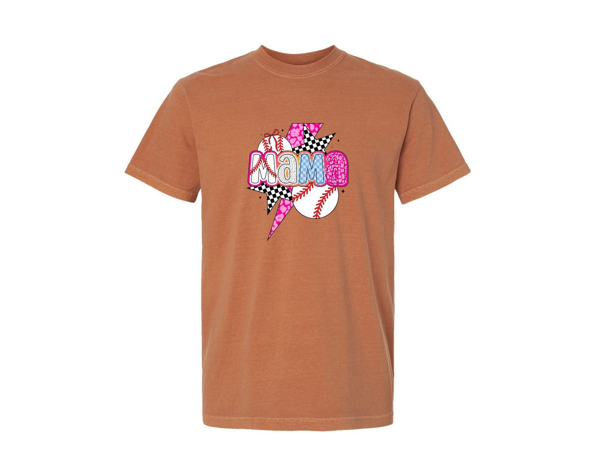 brand:Comfort Colors|color:Yam|Baseball Mama Coquette Game Day Graphic T-Shirt