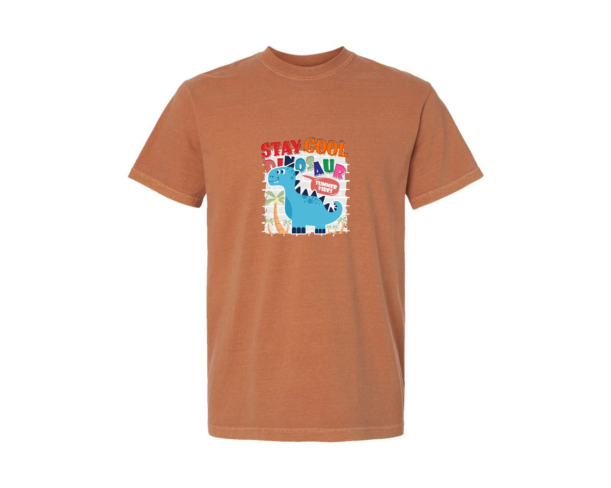 brand:Comfort Colors|color:Yam|Cute Dinosaur Cartoon T Shirt Design Graphic T-Shirt