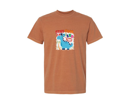 brand:Comfort Colors|color:Yam|Cute Dinosaur Cartoon T Shirt Design Graphic T-Shirt