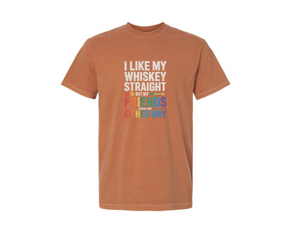brand:Comfort Colors|color:Yam|I Like My Whiskey Straight Lgbtq Graphic T-Shirt
