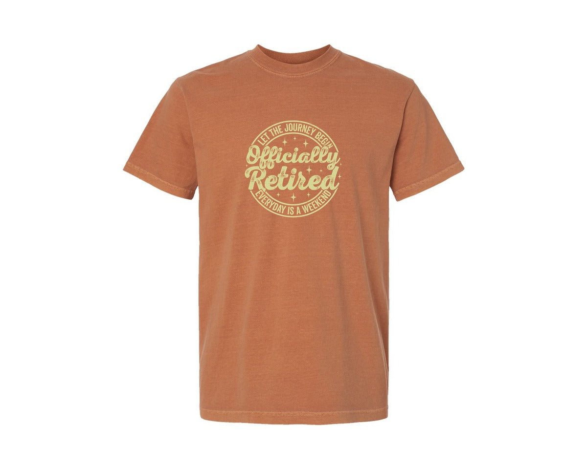 brand:Comfort Colors|color:Yam|Let The Journey Retired T Shirt Graphic T-Shirt