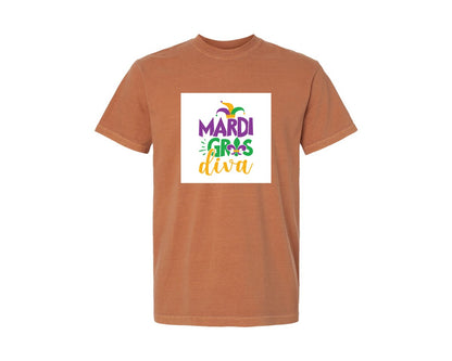 brand:Comfort Colors|color:Yam|Mardi Gras Diva Mardi Gras Graphic T-Shirt