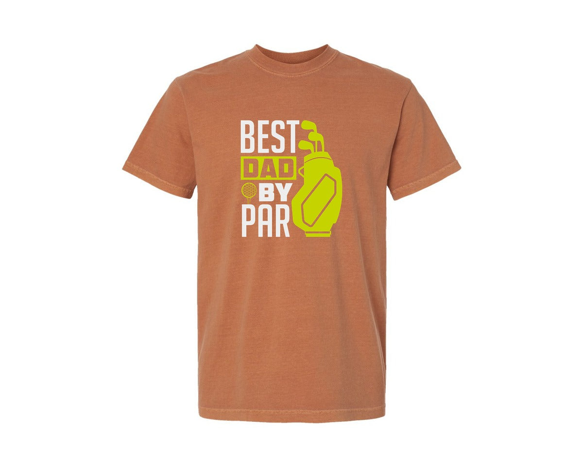 brand:Comfort Colors|color:Yam|Best Dad By Par Golf Quote Design Graphic T-Shirt