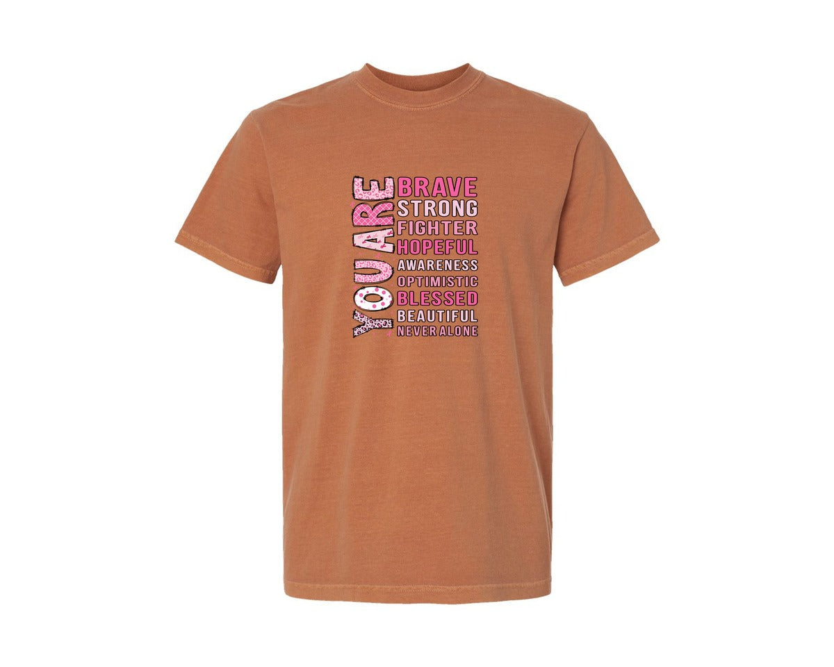 brand:Comfort Colors|color:Yam|You Are Brave Strong Fighter Bible Graphic T-Shirt