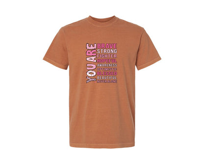brand:Comfort Colors|color:Yam|You Are Brave Strong Fighter Bible Graphic T-Shirt