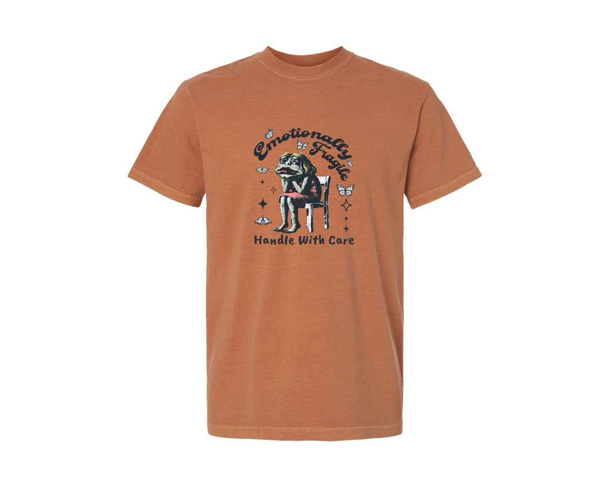 brand:Comfort Colors|color:Yam|Frog Woman With Tears Emotionally Shirt Graphic T-Shirt