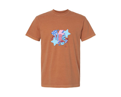 brand:Comfort Colors|color:Yam|Retro Usa 4Th Of July 2 Graphic T-Shirt