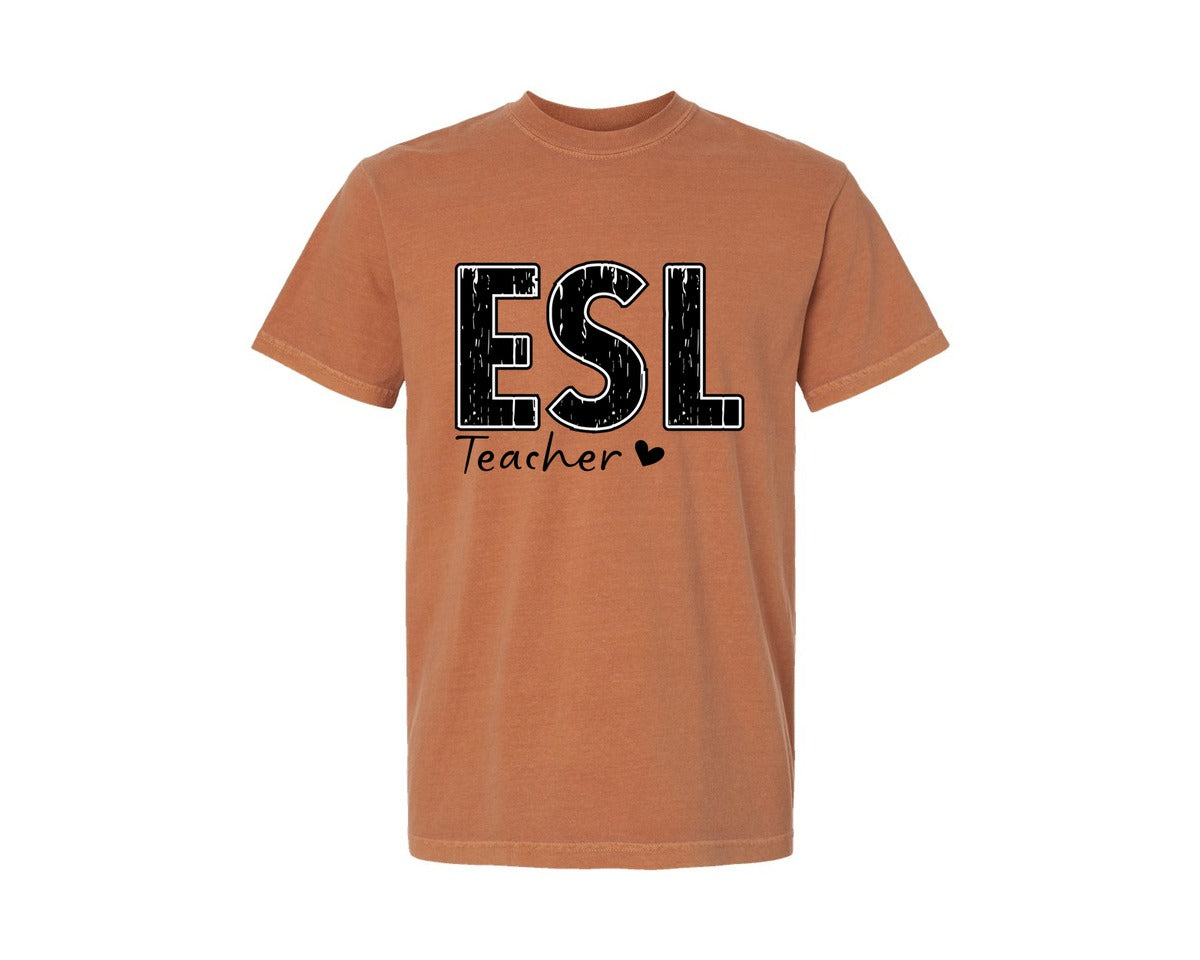 brand:Comfort Colors|color:Yam|Esl Teacher Sayings Retro Graphic T-Shirt