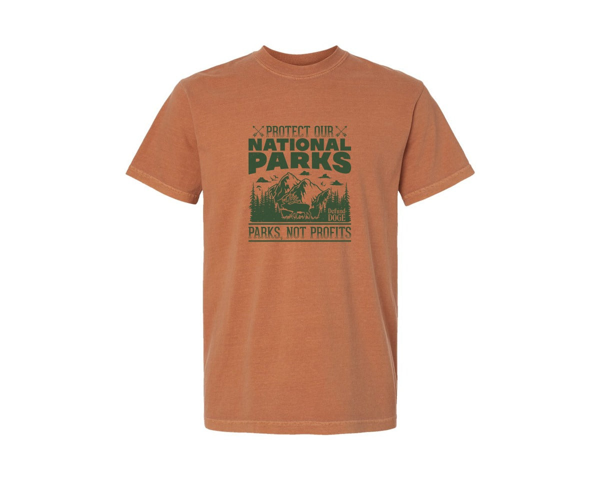 brand:Comfort Colors|color:Yam|Protect Our National Parks Defund Doge 2 Graphic T-Shirt