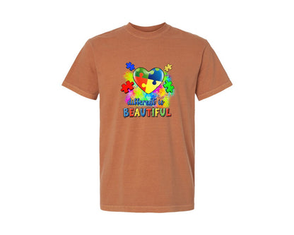brand:Comfort Colors|color:Yam|Autism Awareness Puzzle Quotes Graphic T-Shirt