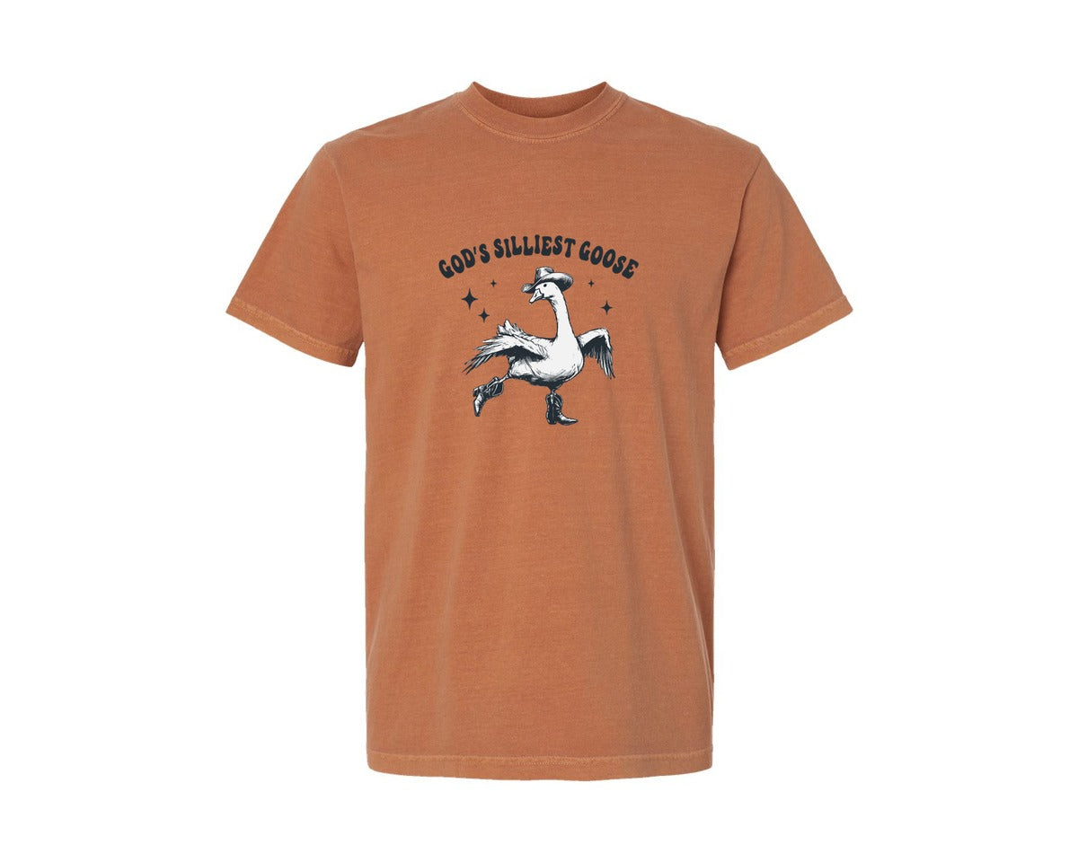 brand:Comfort Colors|color:Yam|Gods Silliest Cowboy Goose Dancing Shir Graphic T-Shirt