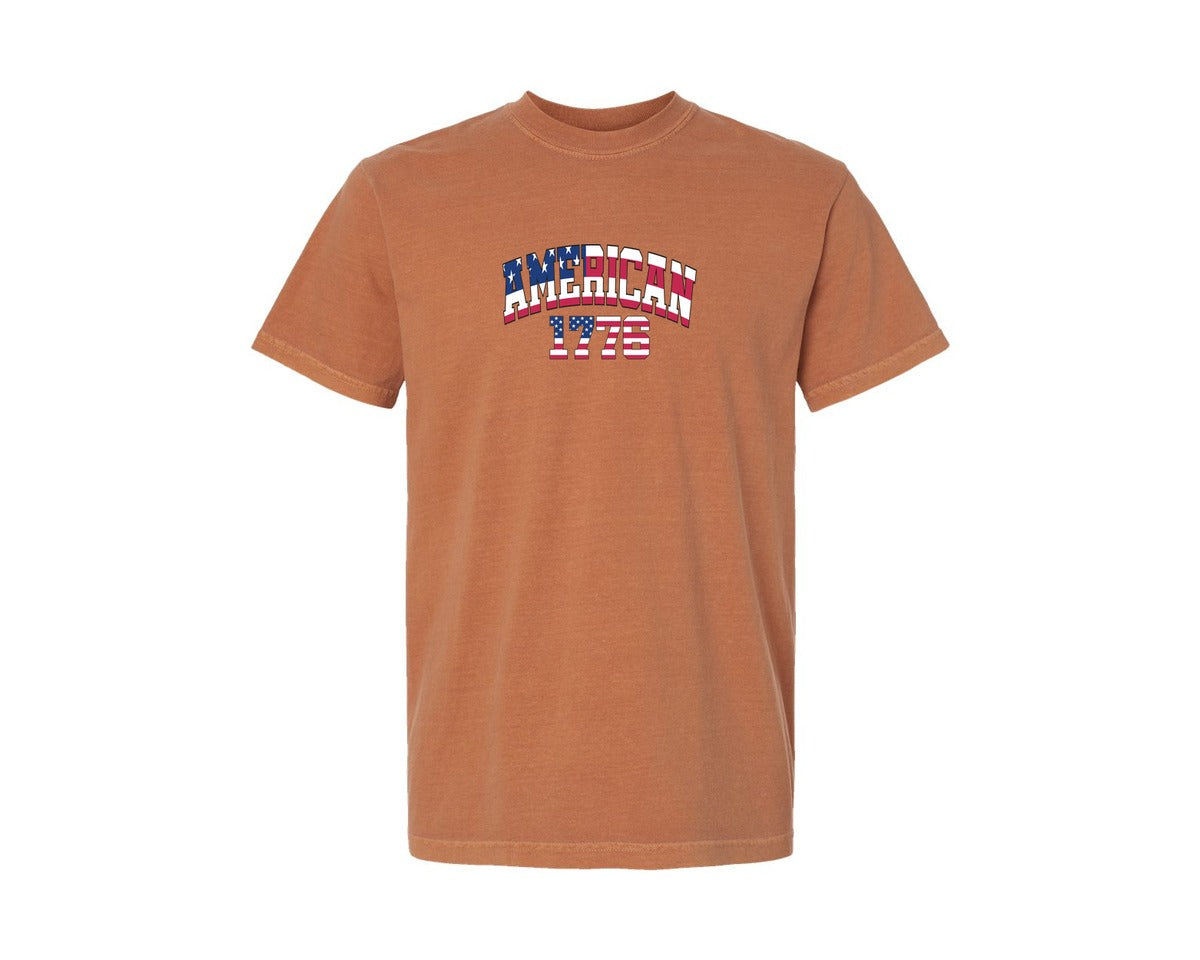 brand:Comfort Colors|color:Yam|America 1776 4Th Of July Patriotic 2 Graphic T-Shirt
