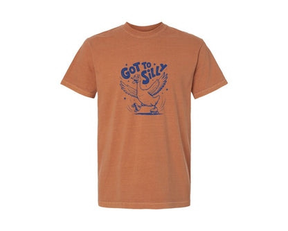 brand:Comfort Colors|color:Yam|Funny Goose Got Too Silly Design Graphic T-Shirt