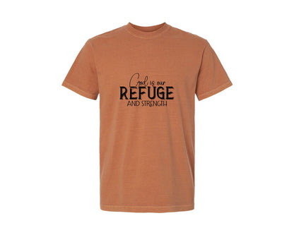 brand:Comfort Colors|color:Yam|God Is Our Refuge And Strength Sleeve Sv Graphic T-Shirt