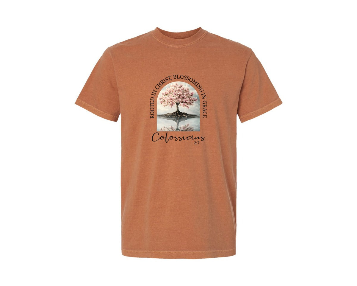 brand:Comfort Colors|color:Yam|Christian Bible Verse Colossians 27 Graphic T-Shirt