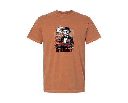 brand:Comfort Colors|color:Yam|Grillfather Skeleton Mafia Bbq Des Graphic T-Shirt