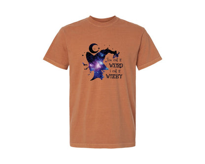 brand:Comfort Colors|color:Yam|Weird And Witchy Quote Graphic T-Shirt
