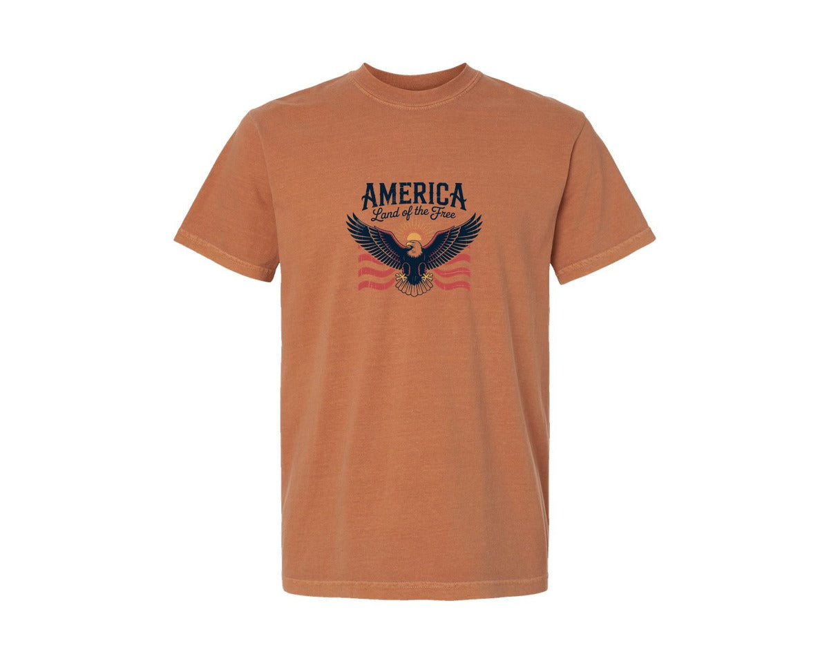 brand:Comfort Colors|color:Yam|4Th Of July Shirt Usa Flag Eagle Graphic T-Shirt