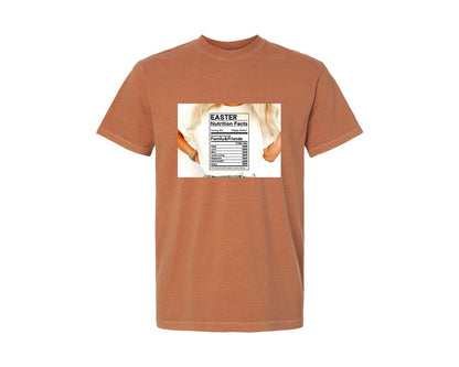 brand:Comfort Colors|color:Yam|Easter Nutrition Facts Easter 2 Graphic T-Shirt