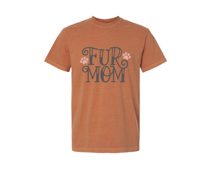 brand:Comfort Colors|color:Yam|Fur Mom Cute Crazy Cat Lady Quote 2 Graphic T-Shirt