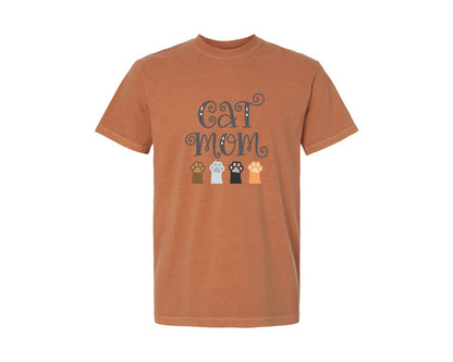 brand:Comfort Colors|color:Yam|Cat Mom Cute Crazy Cat Lady Quote 2 Graphic T-Shirt