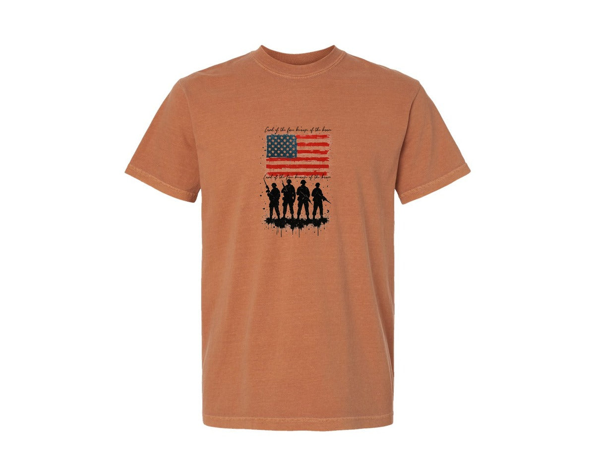 brand:Comfort Colors|color:Yam|Land Of The Free Patriotic Graphic T-Shirt