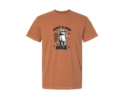 brand:Comfort Colors|color:Yam|Just A Dad Who Came Back With Milk Shirt Graphic T-Shirt