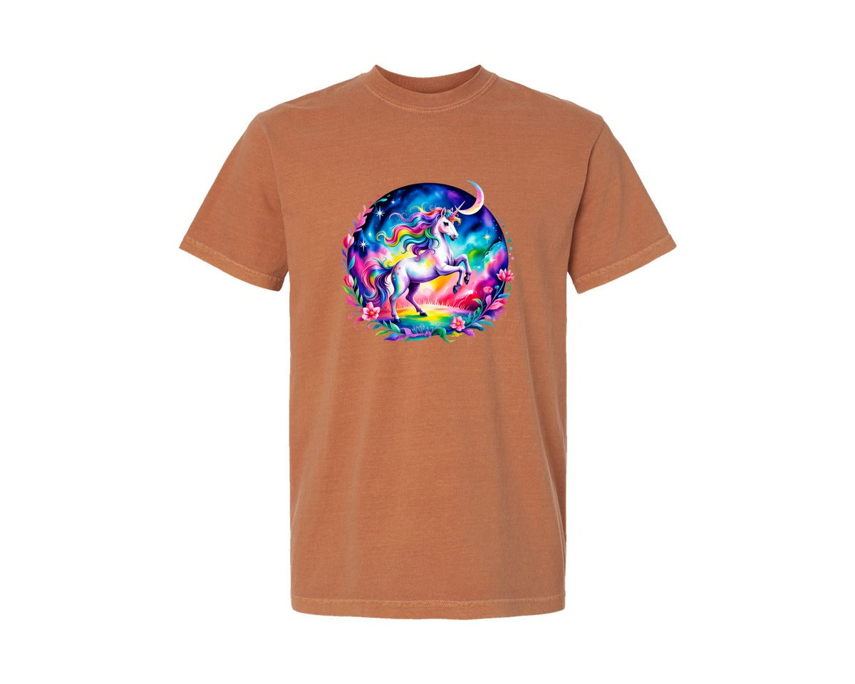 brand:Comfort Colors|color:Yam|Girls Unicorn Shirt Design Graphic T-Shirt