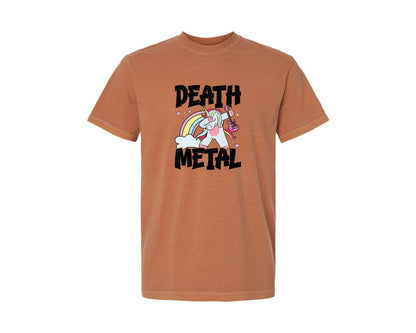 brand:Comfort Colors|color:Yam|Death Metal Heavy Metal Unicorn T Shirt Graphic T-Shirt