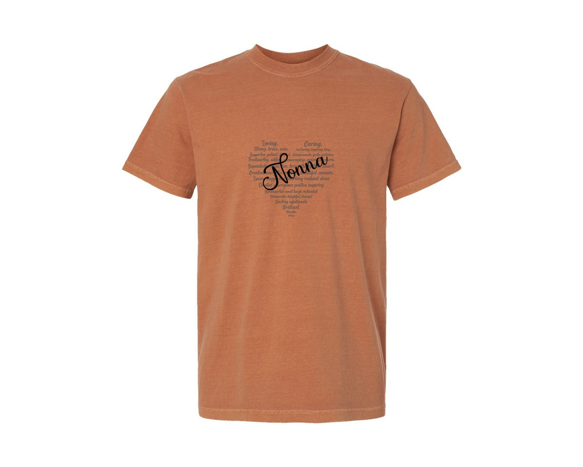 brand:Comfort Colors|color:Yam|Nonna Heart Shape Mothers Day Graphic T-Shirt
