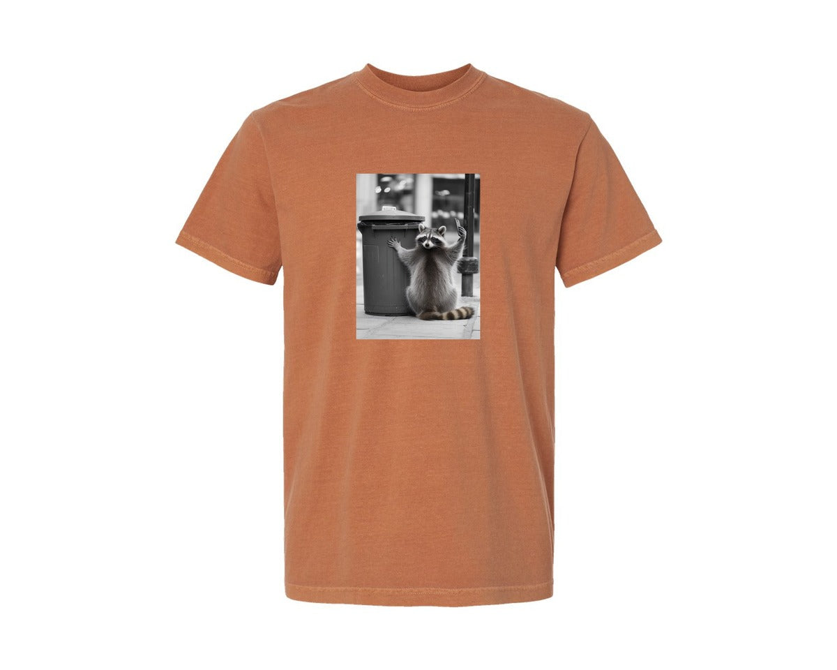 brand:Comfort Colors|color:Yam|Racoon Selfie With Trash Can T Shirt Graphic T-Shirt