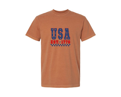 brand:Comfort Colors|color:Yam|1776 American Flag Independence Graphic T-Shirt