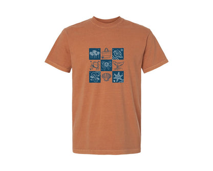 brand:Comfort Colors|color:Yam|Summer Vibes Checkered Beach Graphic T-Shirt