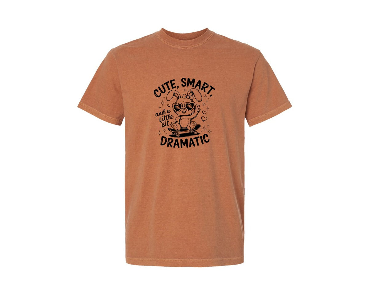 brand:Comfort Colors|color:Yam|Cute Smart And A Little Bit Dramatic T Graphic T-Shirt